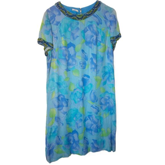 Vintage Mary Sachs Beaded Sheer Overlay Floral Volup Dress READ - Picture 11 of 11